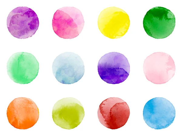 Aquarell Bunte Vektorkreise — Stockvektor