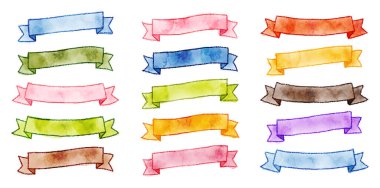 vektör el çizilmiş suluboya kurdele seti