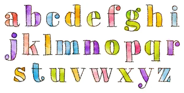 Aquarelle Vecteur Alphabets Colorés — Image vectorielle