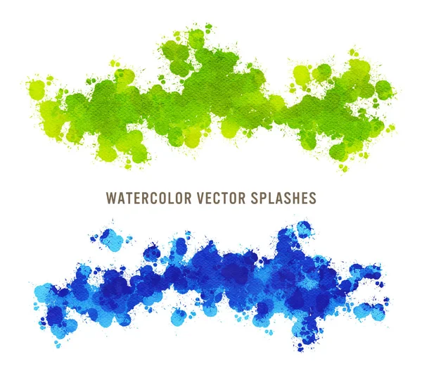 Respingos Vetor Aquarela Verde Azul —  Vetores de Stock