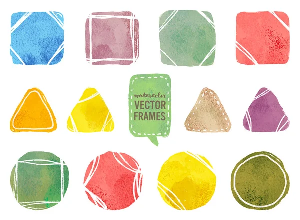 Aquarelle Carrés Vectoriels Triangles Cercles — Image vectorielle