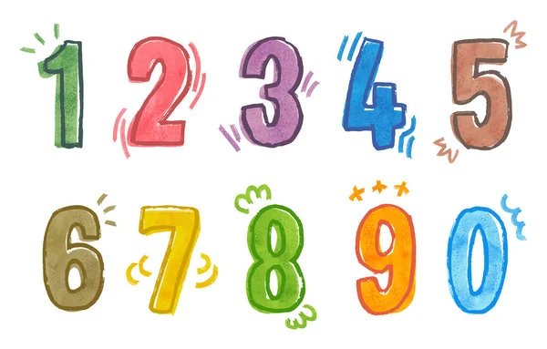 Watercolor Vector Colorful Numbers — Stock Vector