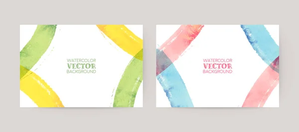 Vektor Bunte Aquarell Abstrakten Hintergrund Set Karte Für Grüße Einladung — Stockvektor