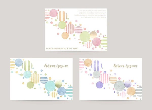 Vector Card Design Template Colorful Bubbles Watercolor Decoration White Background — Stock Vector