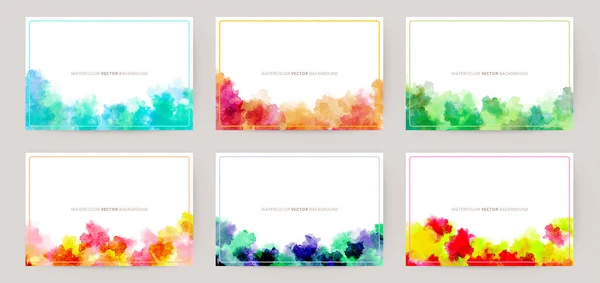 Colorful Watercolor Vector Background Set Card Invitation Wedding Greetings — Stock Vector