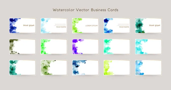 Πολύχρωμο Φόντο Διάνυσμα Ακουαρέλα Για Επαγγελματική Κάρτα Μπλε Και Πράσινες — Διανυσματικό Αρχείο