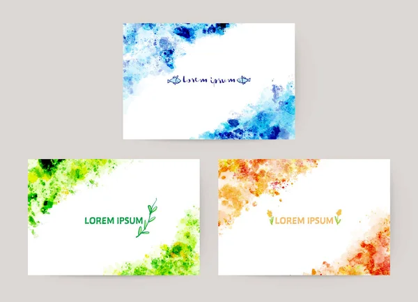 Colorful Watercolor Splash Vector Background Set Card Greetings Invitation Wedding — Stock Vector