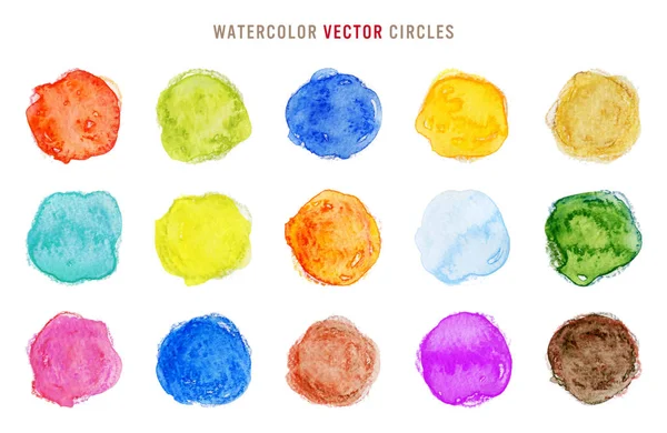 Círculos Coloridos Dibujados Mano Escritos Con Lápiz Acuarela — Vector de stock