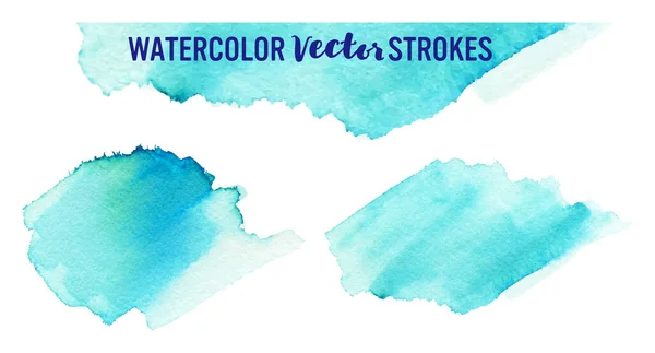 Pinceladas Vectoriales Acuarela Azul — Vector de stock