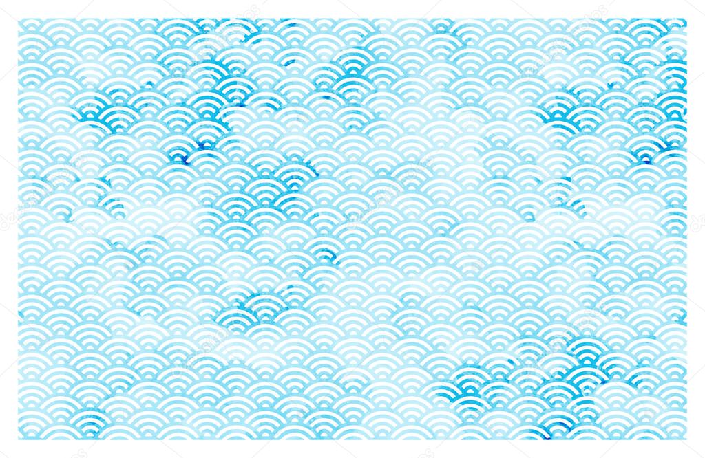 grange watercolor vector background; japanese waves pattern