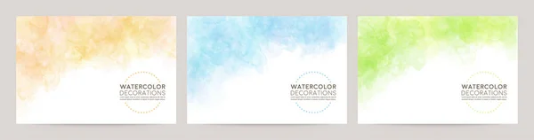 Aquarell Vektorhintergrund Set Orange Blau Grün — Stockvektor