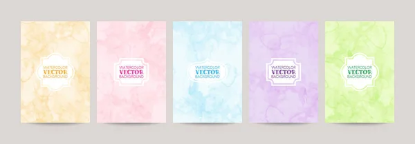 Colorful Watercolor Vector Background Set — Stock Vector