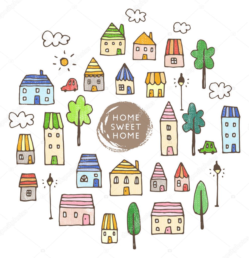 vector Hand drawn houses illustration