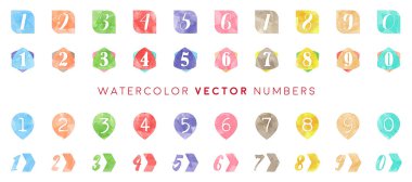 suluboya vektör renkli sayılar ayarlandı