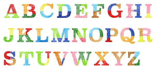 Aquarelle Vecteur Patchwork Alphabets Colorés — Image vectorielle