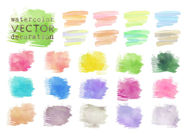 watercolor vector colorful stroke decoration set