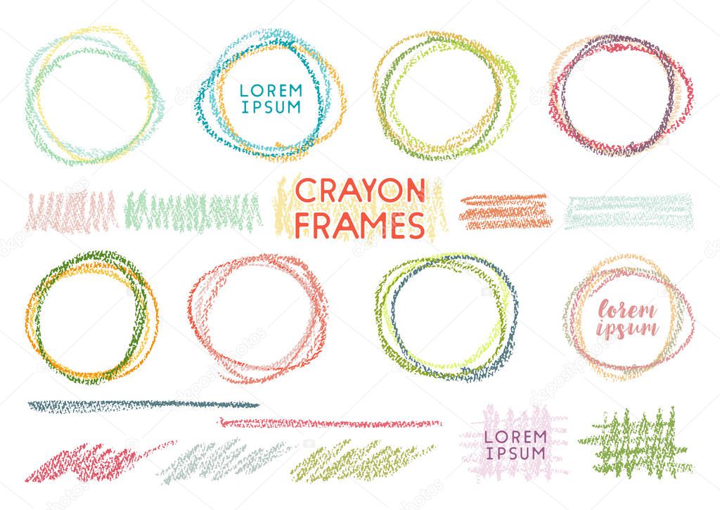hand drawn vector crayon frames