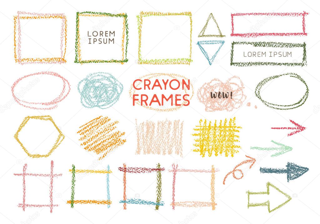 hand drawn vector crayon frames
