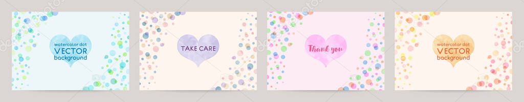 Set of colorful vector watercolor backgrounds with space for text. Set of cards for wedding, greetings, birthday. backgrounds for web banners design.