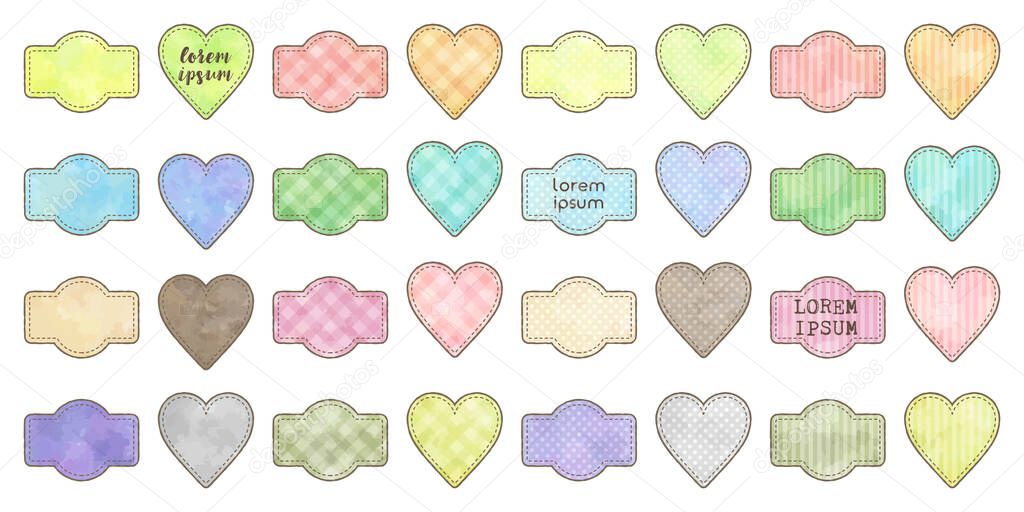 colorful watercolor heart frames and label