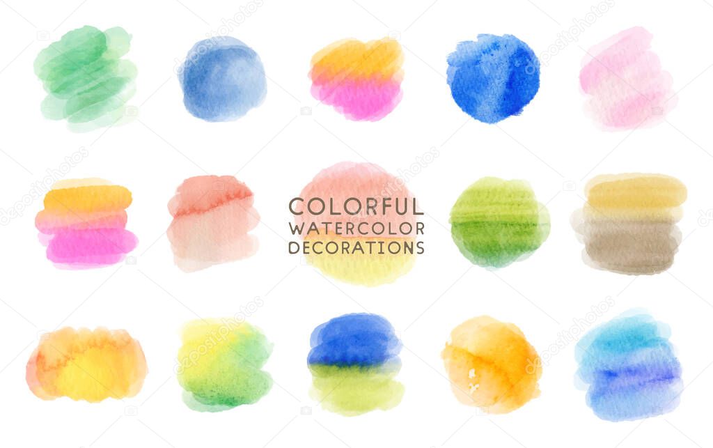 watercolor vector colorful decoration set