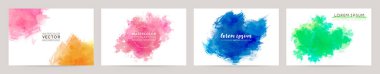 Düğün, selamlar ve doğum günü kartı için fırça darbelerine sahip vektör suluboya kartı