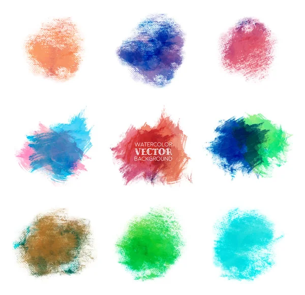 Aquarel Kleurrijke Vector Slagen Set — Stockvector