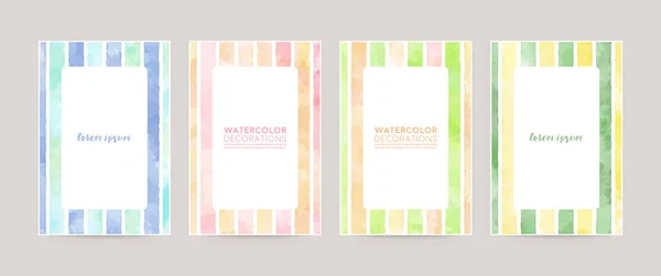 Vector Card Design Template Colorful Striped Line Watercolor Decoration White — Stock Vector