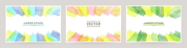 Aquarel Vector Kleurrijke Frames Set Verzadigde Penseel Lijnwerk — Stockvector