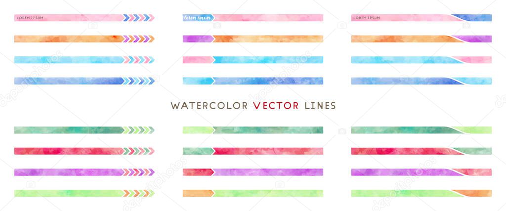 watercolor colorful vector line frame set