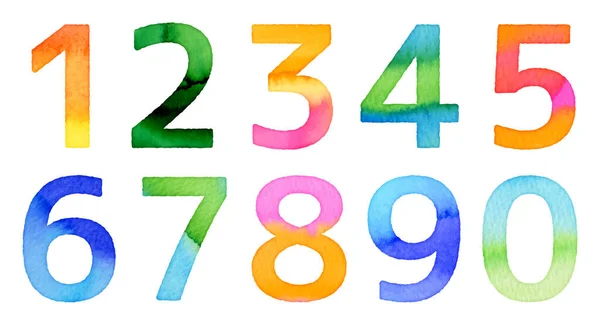 Watercolor Gradation Numbers Decoration — Stockvektor