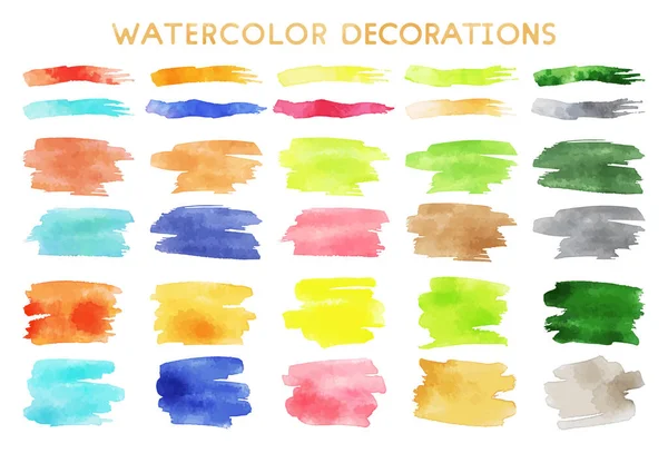 Watercolor Brush Stroke Decorations — Archivo Imágenes Vectoriales