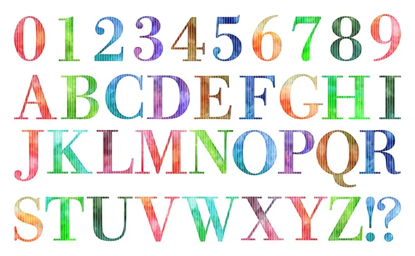 Aquarelle Alphabets Nombres — Image vectorielle