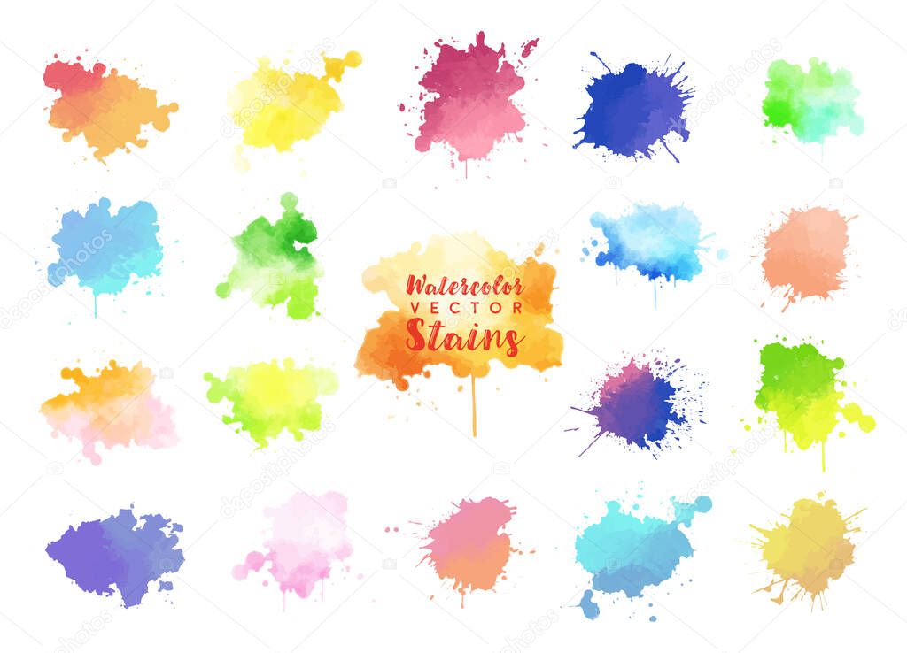 watercolor vector stains, colorful splash for design