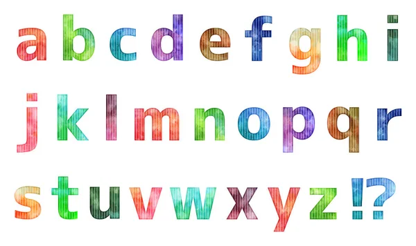 Alphabets Colorés Aquarelle Lettres Minuscules — Image vectorielle