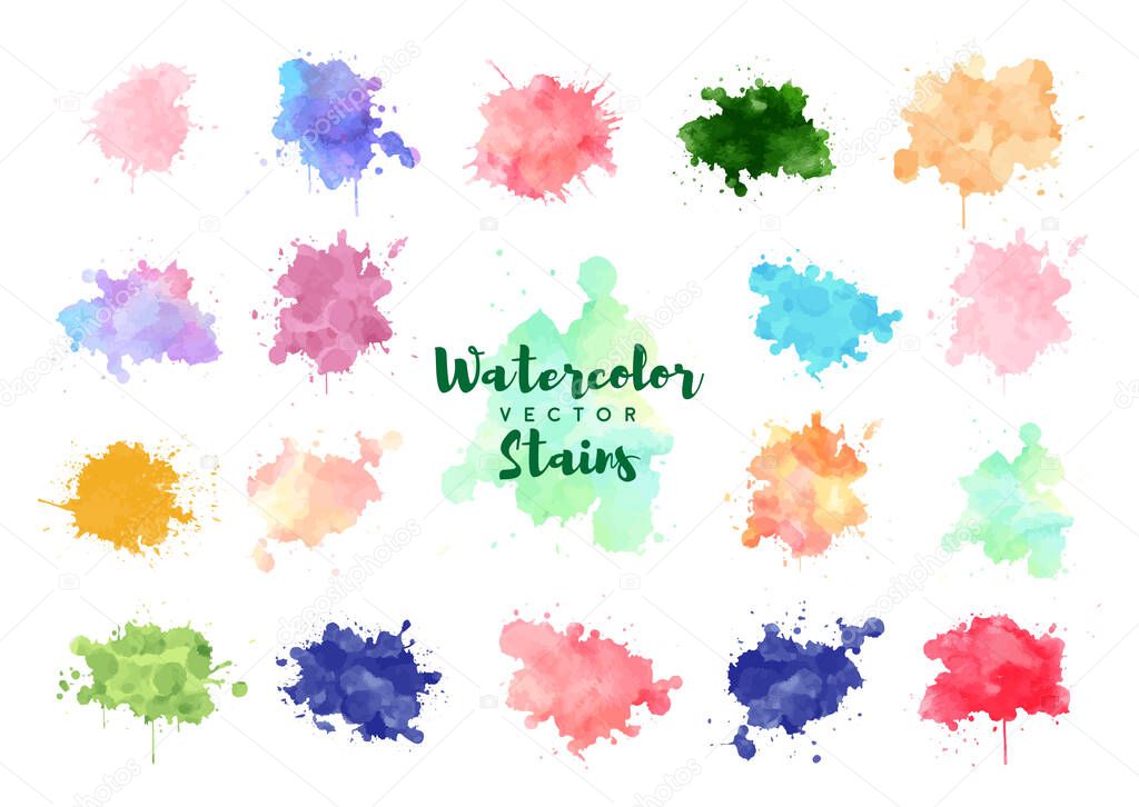 watercolor vector stains, colorful splash for design