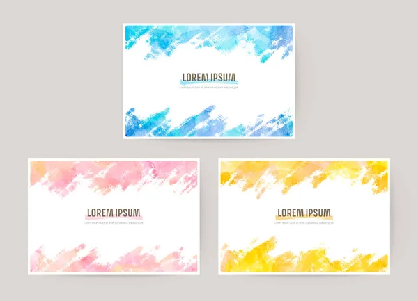Vector Colorful Watercolor Abstract Background Set Card Greetings Invitation Wedding — Stock Vector