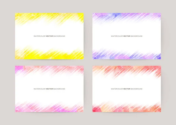 Vector Colorful Watercolor Abstract Background Set Card Greetings Invitation Wedding — Stockvektor