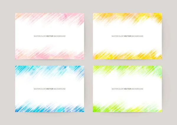 Vector Colorful Watercolor Abstract Background Set Card Greetings Invitation Wedding — Stockvektor