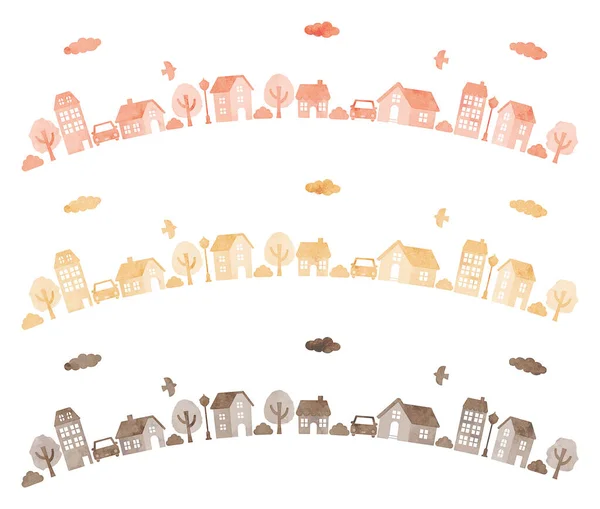 Grunge watercolor vector townscape