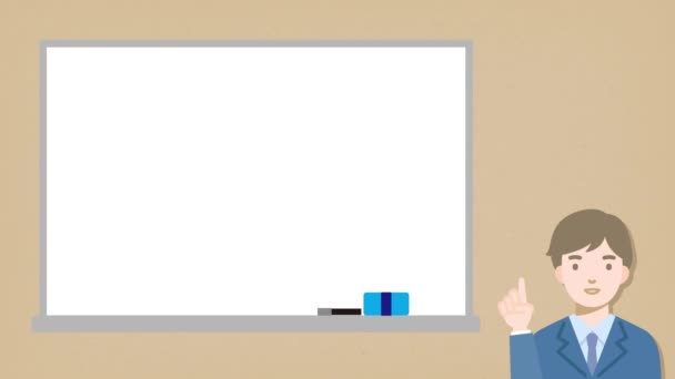 Business Man Blank White Board Presentation — Vídeo de stock