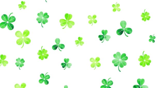 Watercolor Green Clovers Illustration Background — Stockvideo