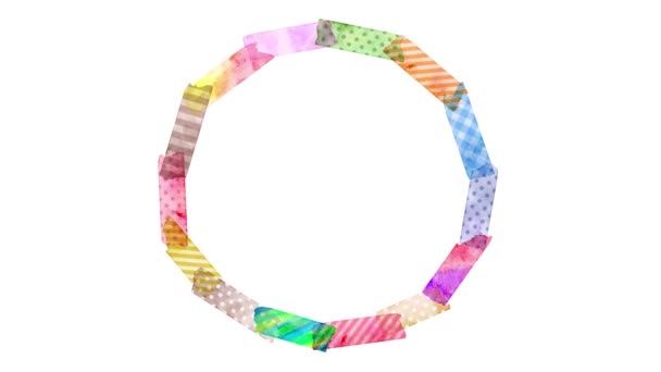 Watercolor Colorful Masking Tapes Frame — Vídeo de Stock