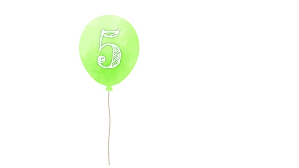 Watercolor Balloons Illustration Countdown — Vídeos de Stock