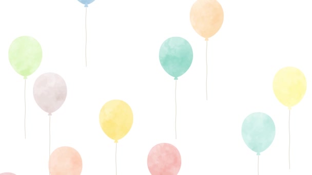 Watercolor Colorful Balloons Background — Vídeo de Stock