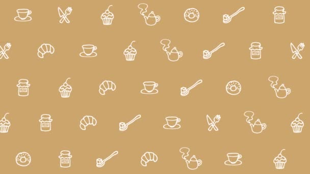 Cafe Illustration Background Brown — стоковое видео