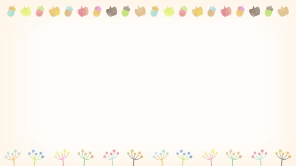 Simple Decoration Frame Acorns Pumpkins Flowers Illustration — Vídeo de Stock