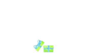 Watercolor giftbox animation on heart pattern background