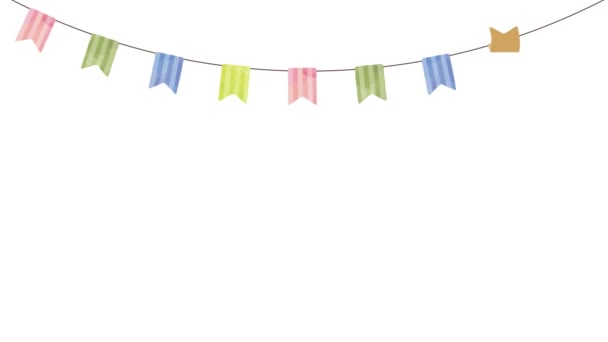 Watercolor Garland Animation White Background — Stock Video