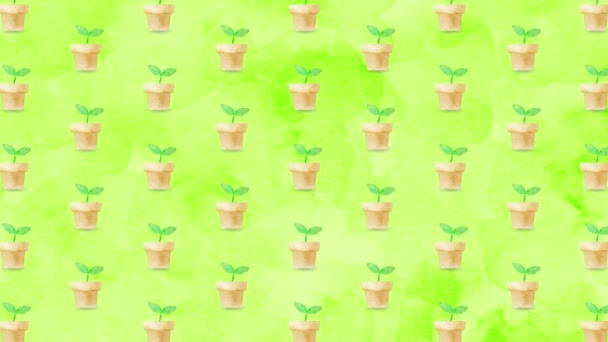 Sprout Illustration Watercolor Background — Stockvideo